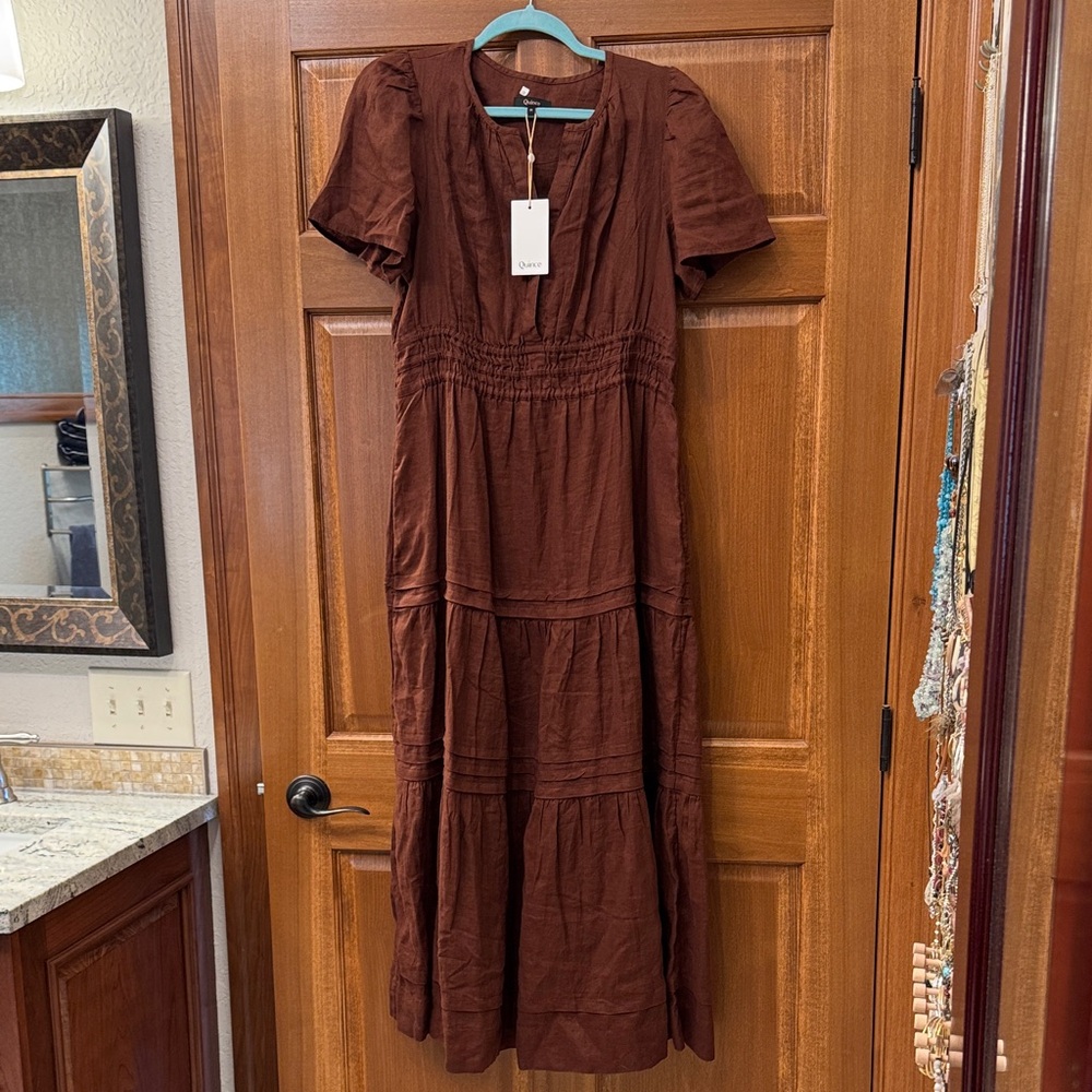 Quince Deep Brown Long Sleeve Dress